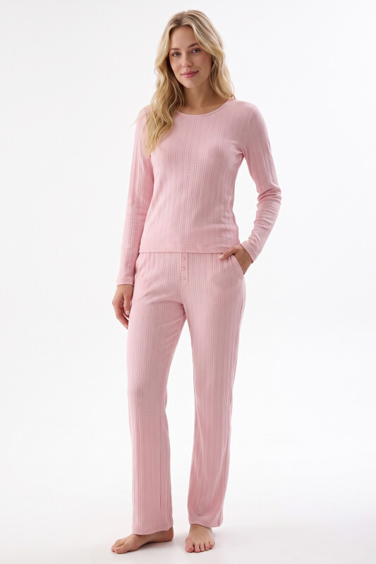 Pembe Poıntel Basıc Pijama Takım 