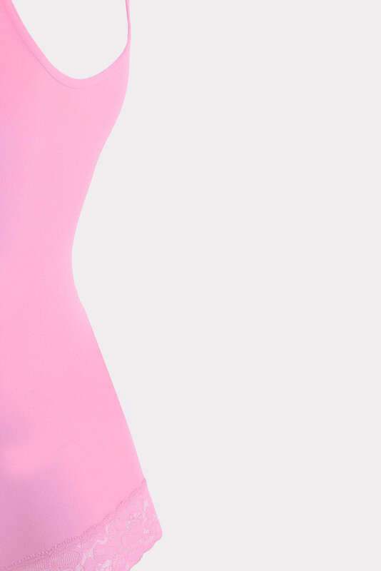 Pembe Seamless Dantelli Geniş Askılı Atlet - NBB