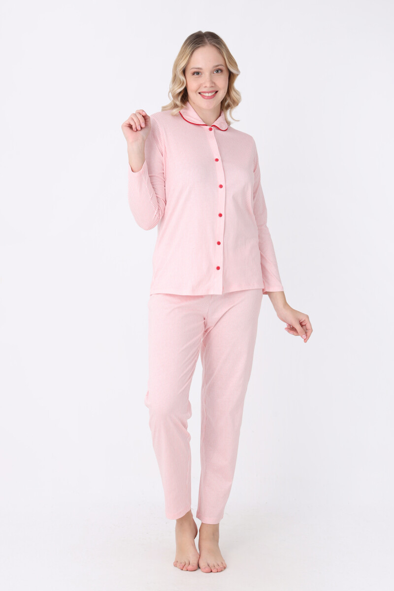 Pembe Sleepy Önden Düğmeli Pijama Takım - 2