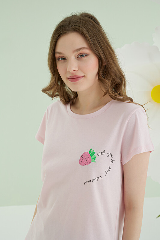 Pembe Strawberry Şortlu Pijama Takımı - Thumbnail