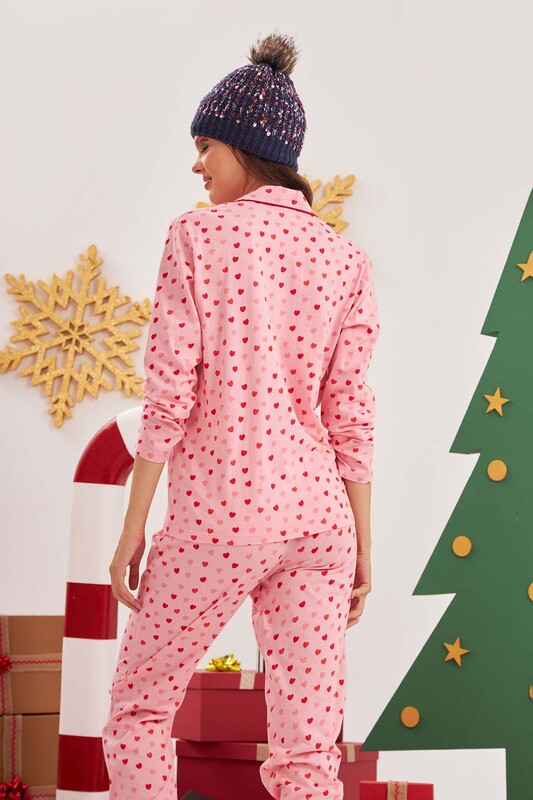 Pembe Tiny Hearts Gömelkli Pijama Takımı - Thumbnail