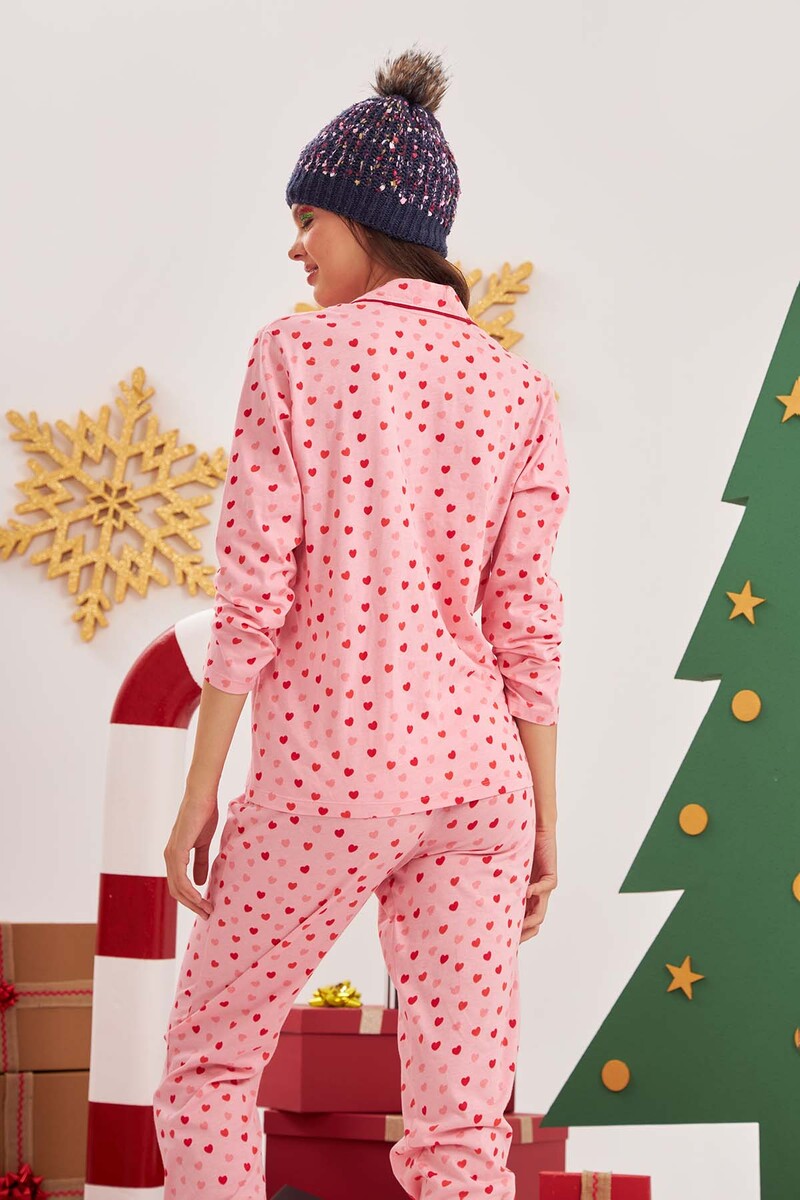 Pembe Tiny Hearts Gömelkli Pijama Takımı - 3