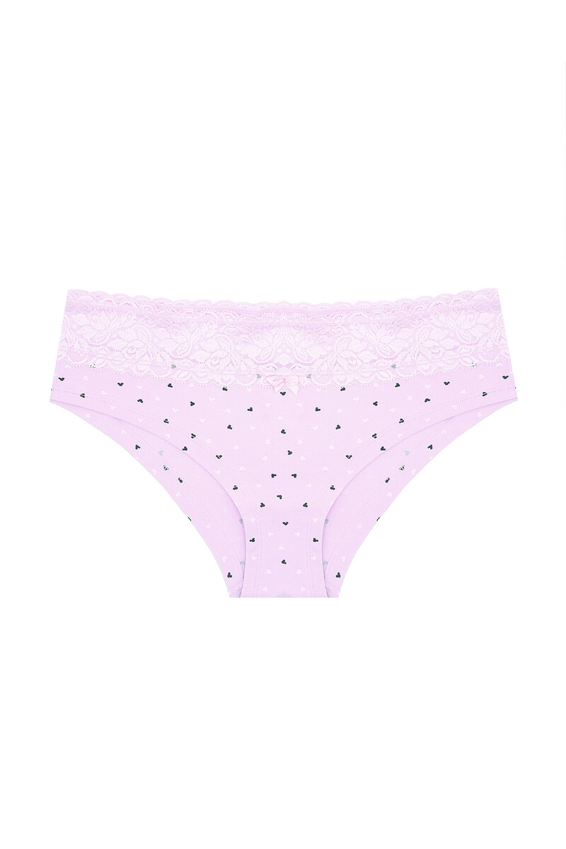 Pudra Lila Beli Dantelli 2'li Hipster Külot - 2