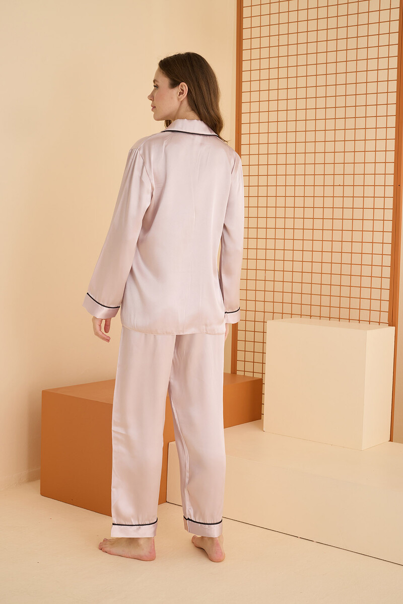 Pudra Saten Pijama Takımı - 4