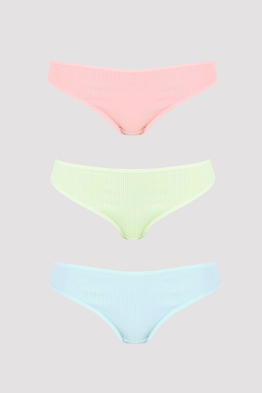 Pudra Yeşil Mavi 3'lü Kaşkorse Basic Külot - NBB