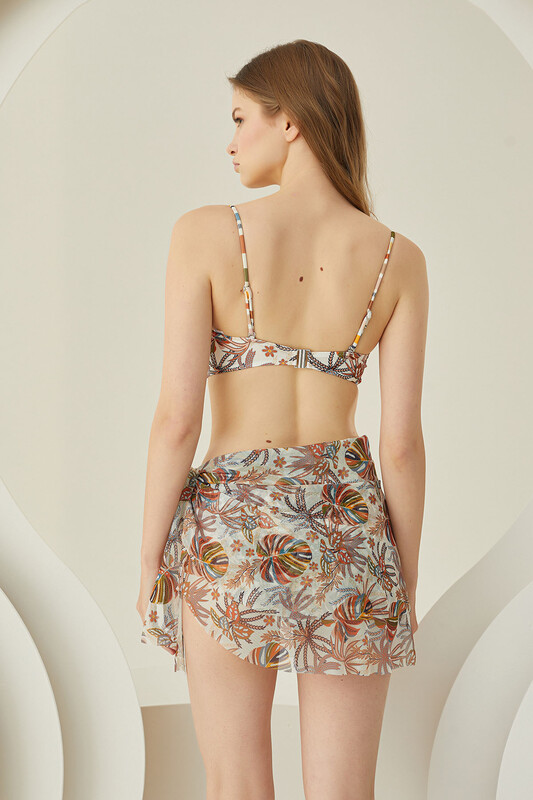 Renkli Antiquing Yandan Bağlamalı Pareo Etek - NBB