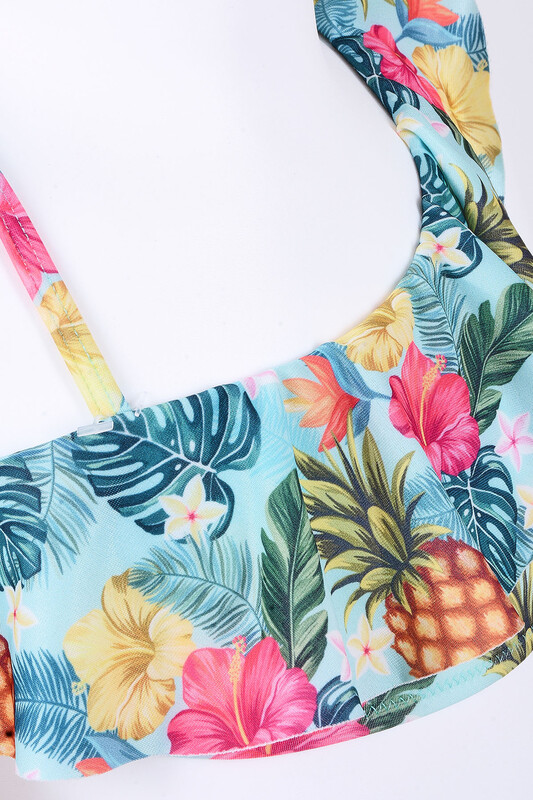 Renkli Çiçek Desenli Kız Çocuk Bikini Takımı - LOYA (1)