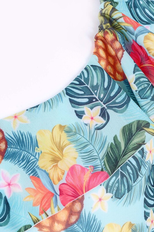 Renkli Çiçek Desenli Kız Çocuk Mayo - LOYA (1)