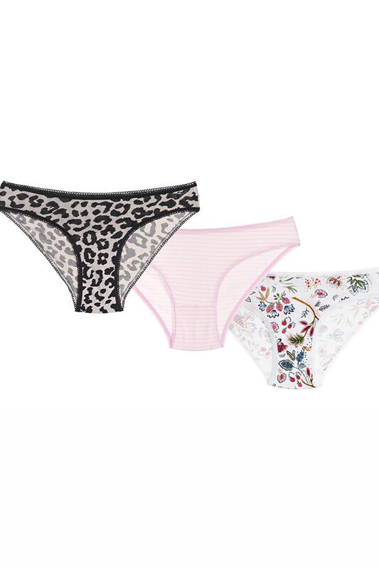 Renkli Desenli 3'lü Slip Külot - NBB