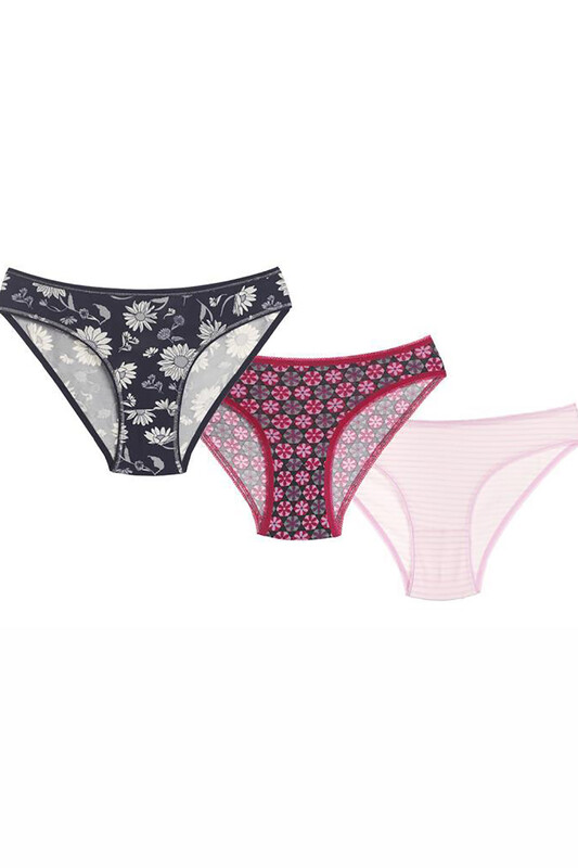Renkli Desenli 3'lü Slip Külot - NBB