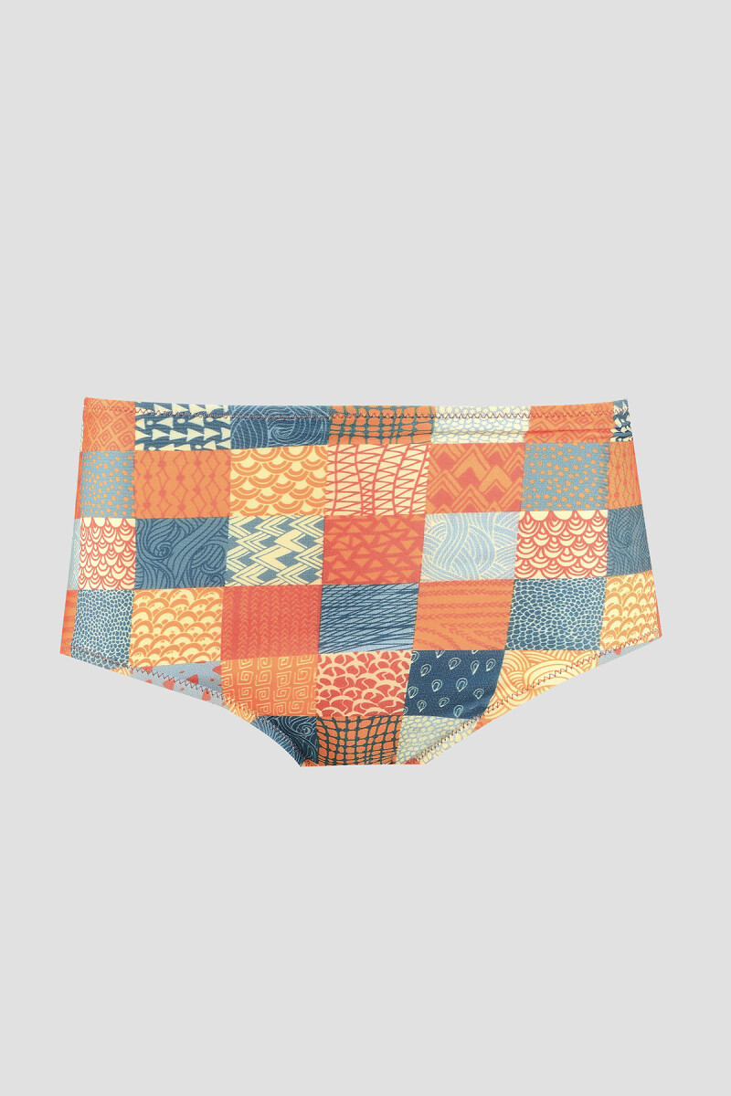 Renkli Ethnic Yüksel Bel Tek Alt Bikini - 1