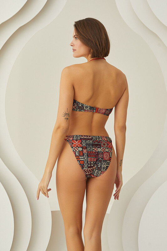 Renkli Lave Strapless Tek Üst Bikini - LOYA
