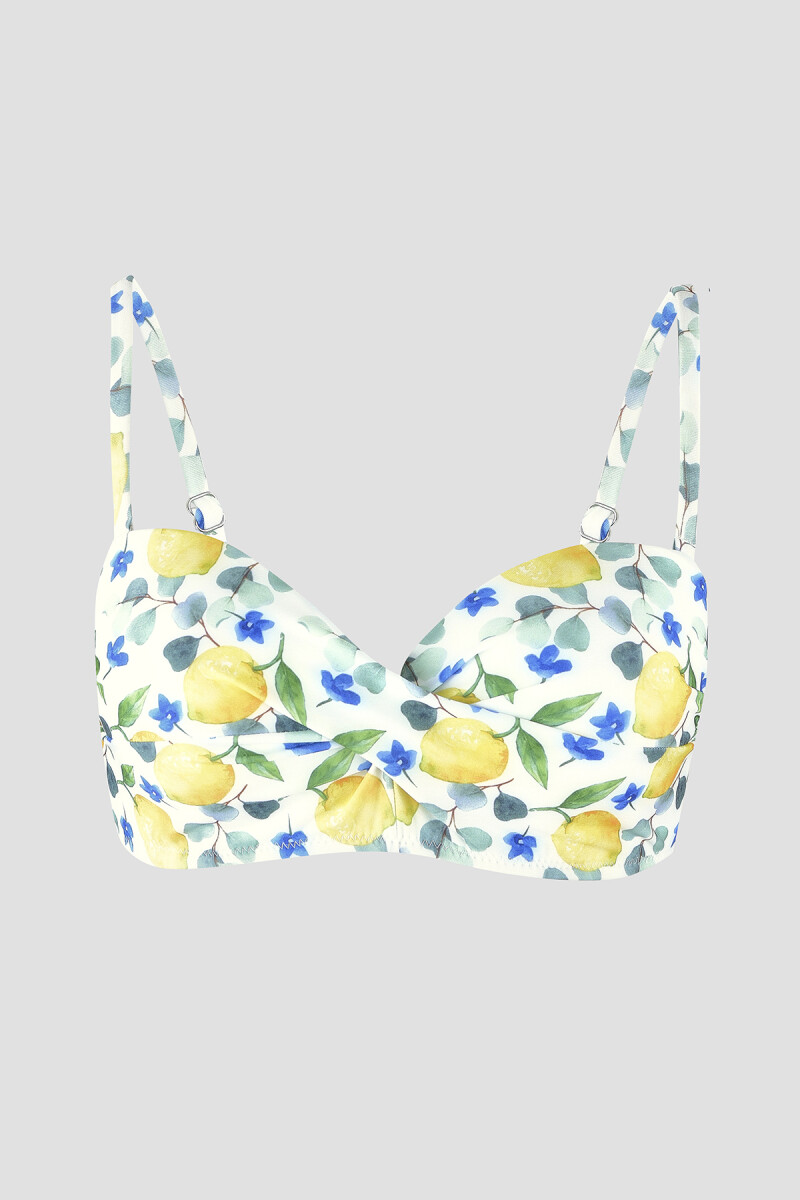 Renkli Lemon Straplez Tek Üst Bikini - 1