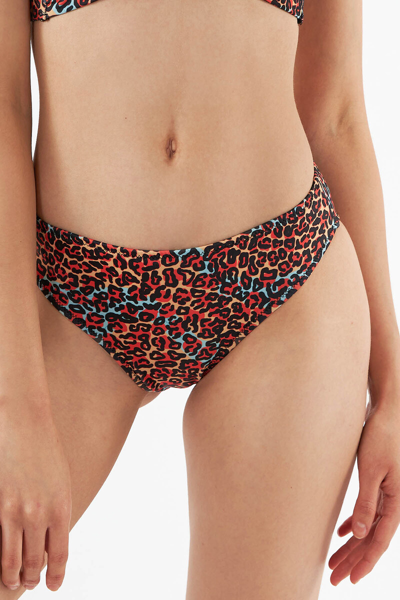 Renkli Leopar Tek Alt Bikini - 1