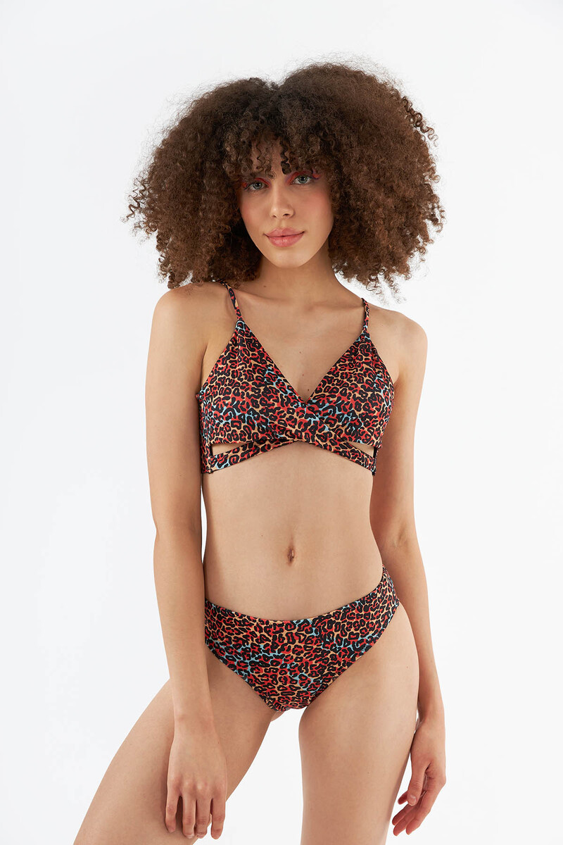 Renkli Leopar Tek Alt Bikini - 2