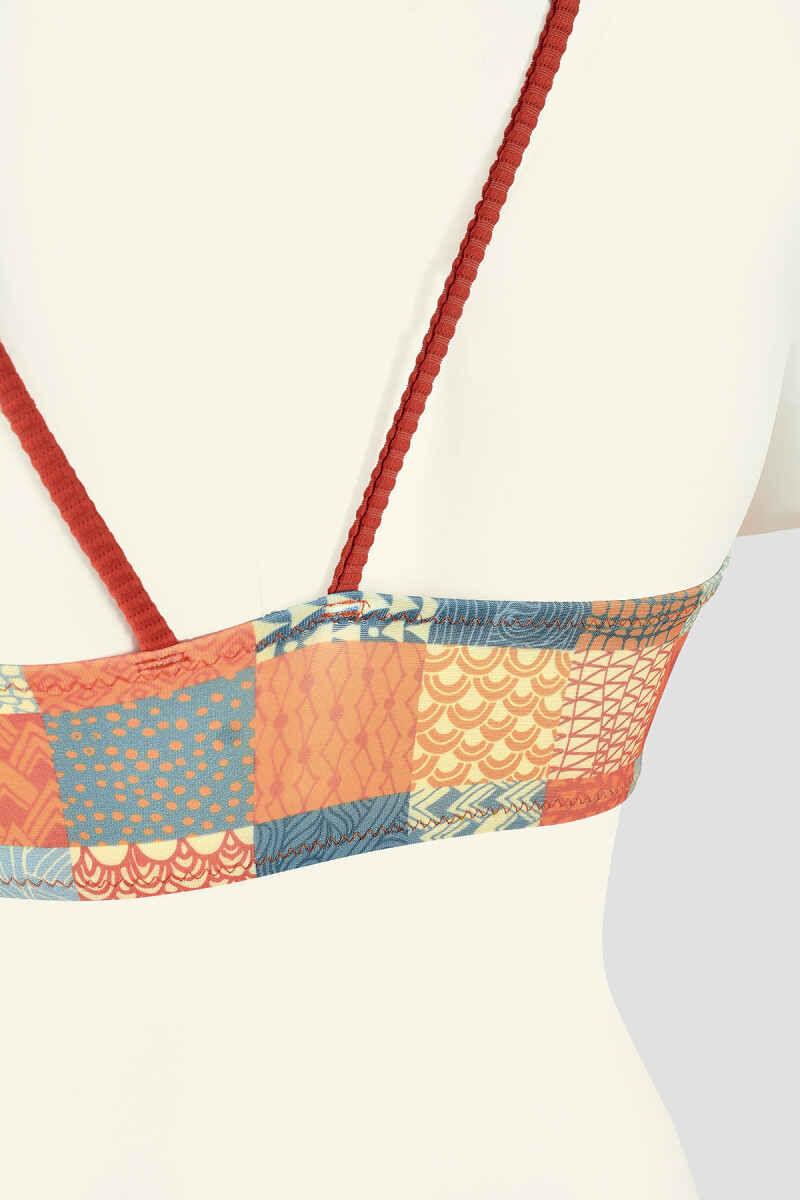 Renkli Ethnic Tek Omuz Tek Üst Bikini - 3