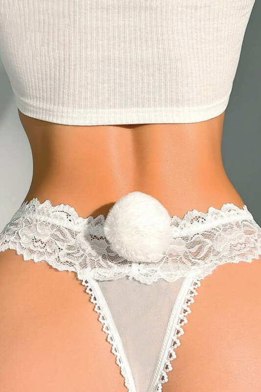 Renkli Nightlight Ponponlu Dantel Fantezi String - NIGHT LIGHT