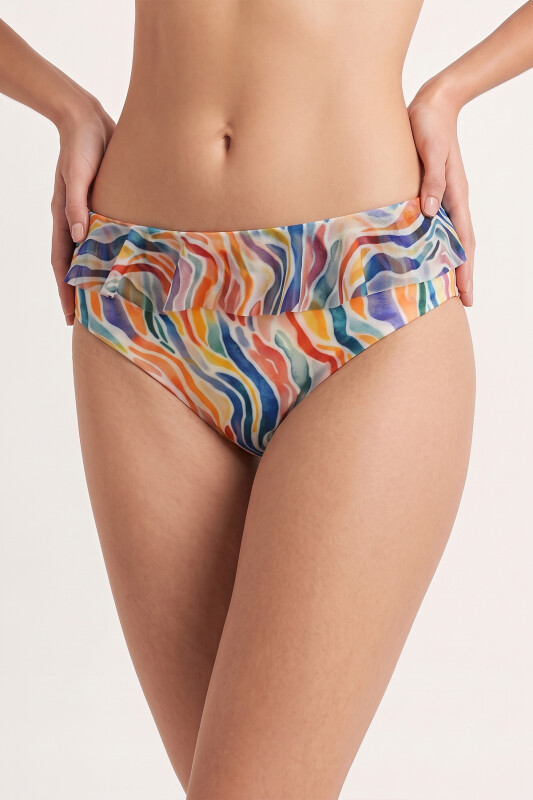 Renkli Rainbow Fırfırlı Tek Alt Bikini - LOYA