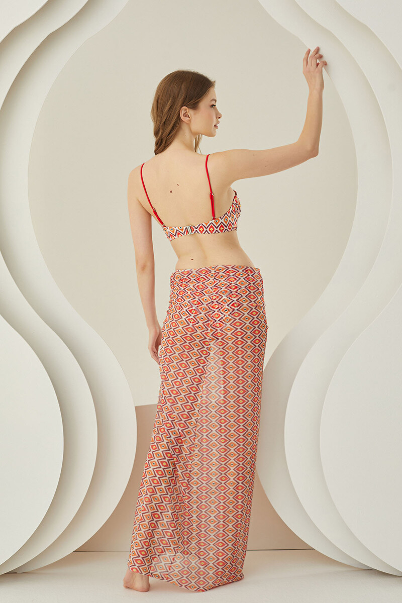 Renkli Sundress Uzun Yırtmaçlı Pareo Etek - 8