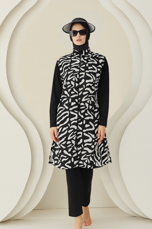 Renkli Tam Fermuarlı Tesettür Mayo - NBB