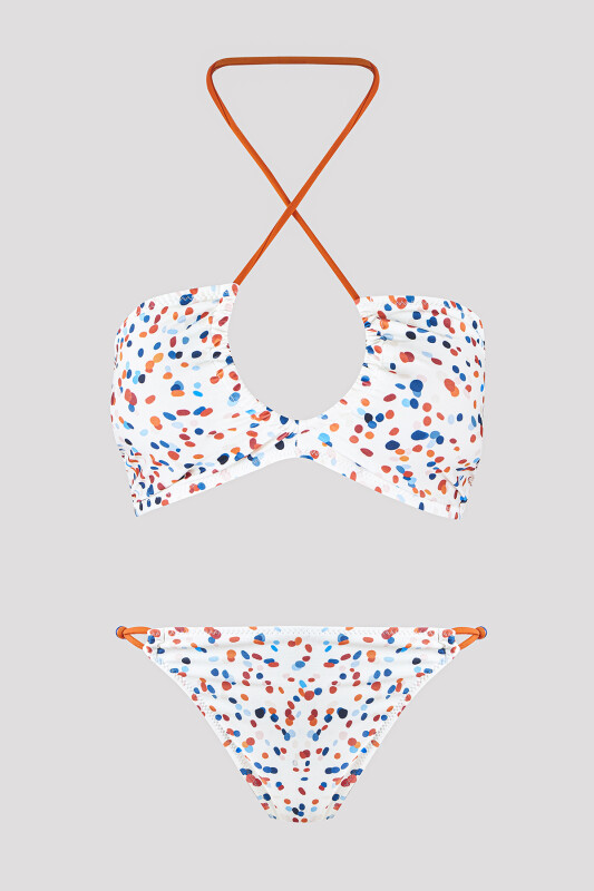 Renkli Triana Boyundan Bağlamalı Straplez Bikini Takımı - NBB