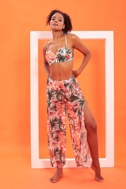 Renkli Yaprak Desen Pantolon Pareo - NBB