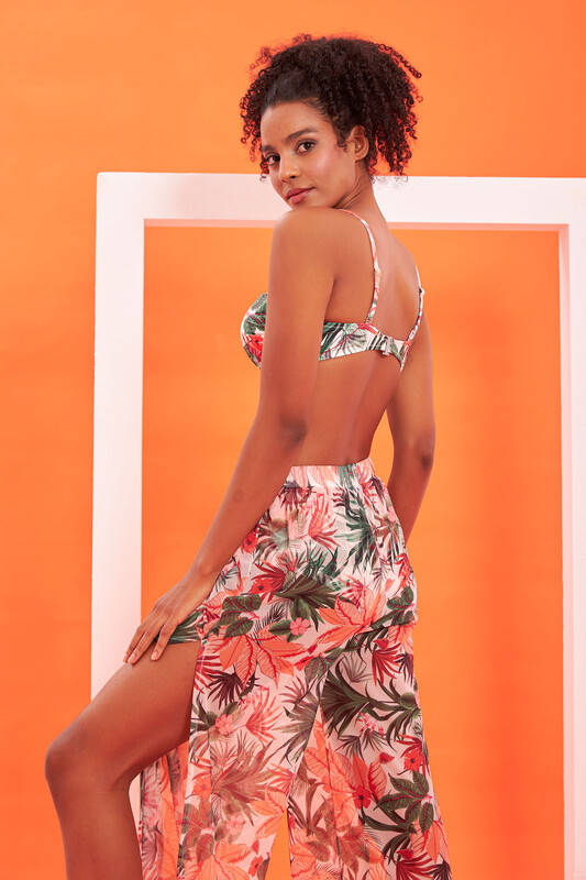 Renkli Yaprak Desen Pantolon Pareo - NBB