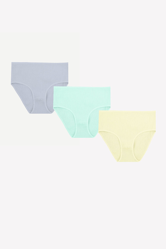 Sarı Mint İndigo 3'lü Yüksek Bel Külot - NBB