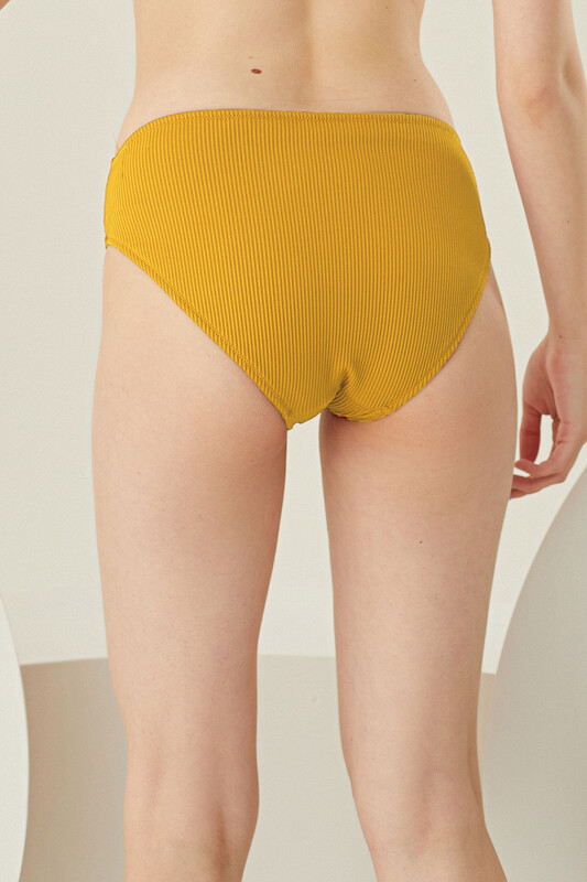 Sarı Reps Yüksek Bel Tek Alt Bikini - LOYA (1)