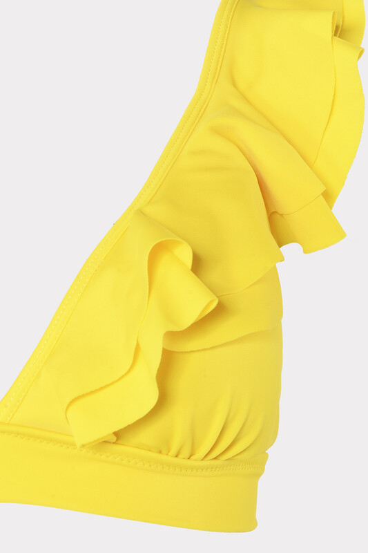 Sarı Tek Omuz Volanlı Üst Bikini - Thumbnail
