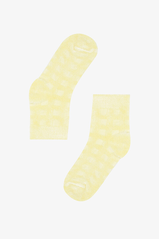 Sarı Ters Havlu Bambu Soket Çorap - Thumbnail