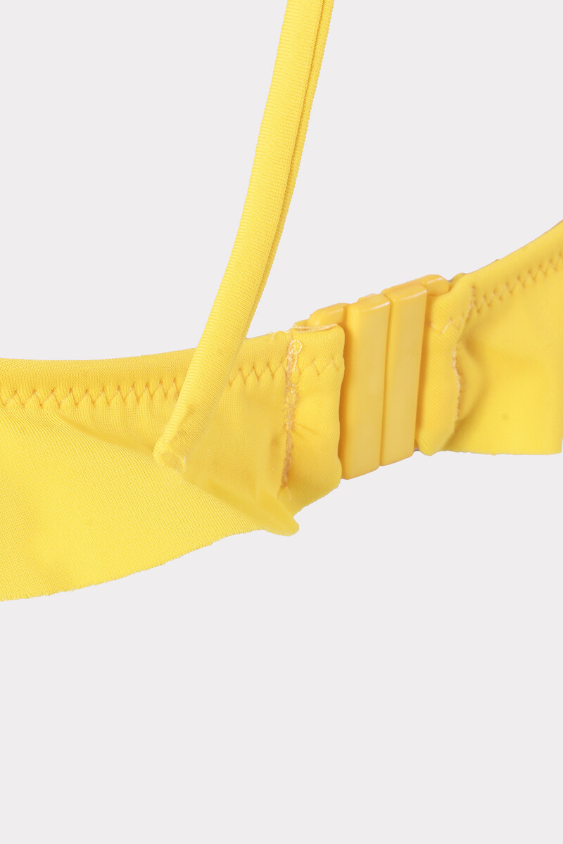 Sarı Volanlı Straplez Tek Üst Bikini - 2
