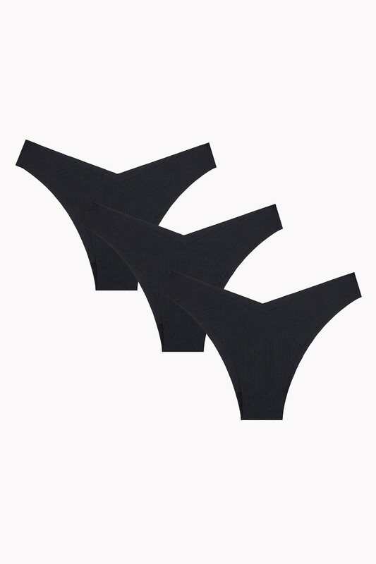 Siyah 3'lü Lazer V Shape Brazillian Külot - NBB