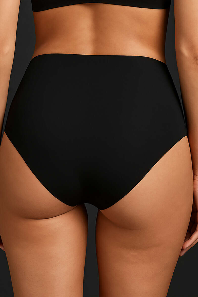 Siyah 3'lü Lazer Yüksek Bel Külot - 2