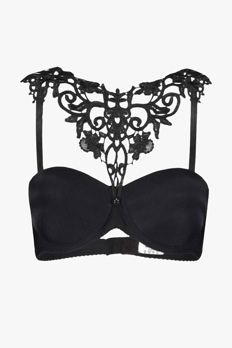 Siyah Aksesuarlı Straplez Sütyen - 2