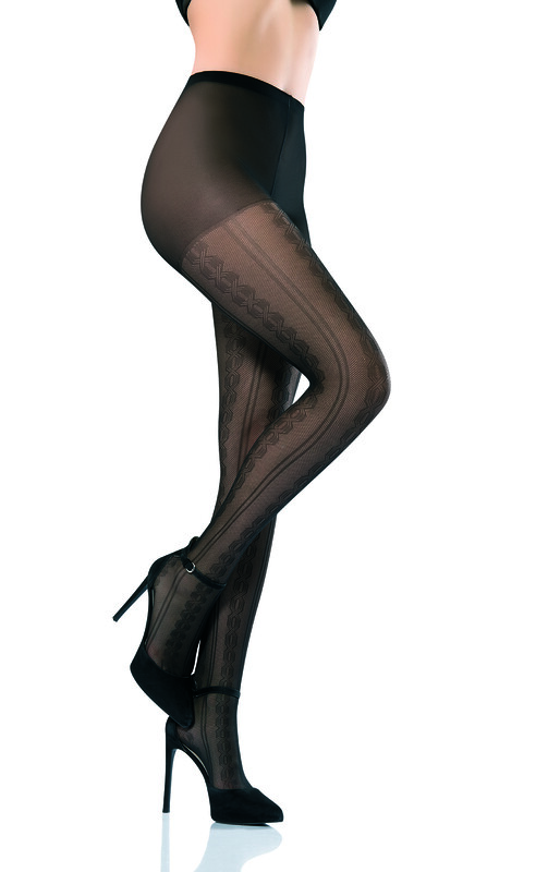 Siyah Andrea Desenli Külotlu Çorap - NBB