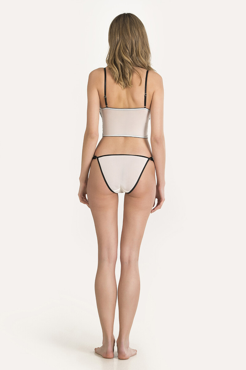 Siyah Beyaz Dekolteli Kapsız Bralet Takım - 2