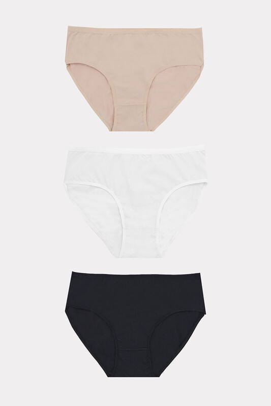 Siyah-Beyaz-Ten 3'lü Bato Külot - NBB