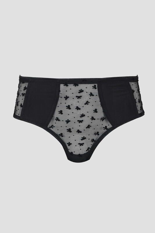 Siyah Bow Yüksek Bel Slip Külot - LOYA