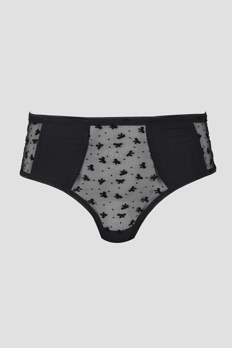 Siyah Bow Yüksek Bel Slip Külot - 1