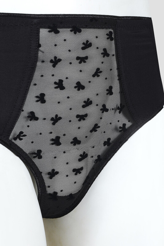 Siyah Bow Yüksek Bel Slip Külot - LOYA
