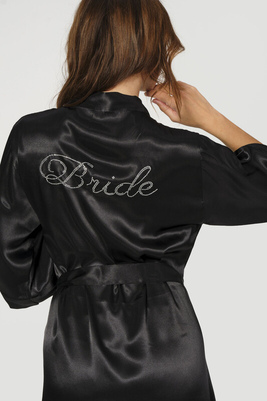 Siyah Bride Saten Sabahlık 