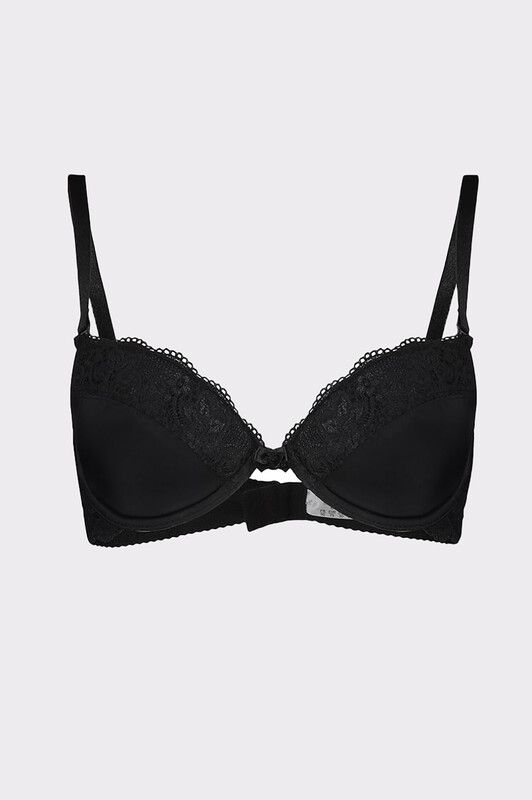 Siyah Çıkarılabilir Destekli Dantel Detaylı Sütyen 