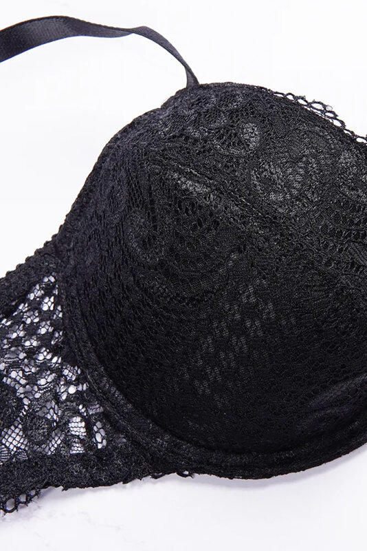 Siyah Çıkarılabilir Destekli Dantel Detaylı Sütyen - NBB