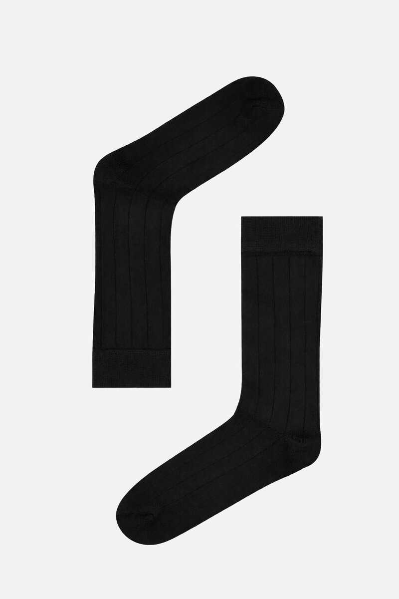 Siyah Çizgi Desenli Çorap - 1