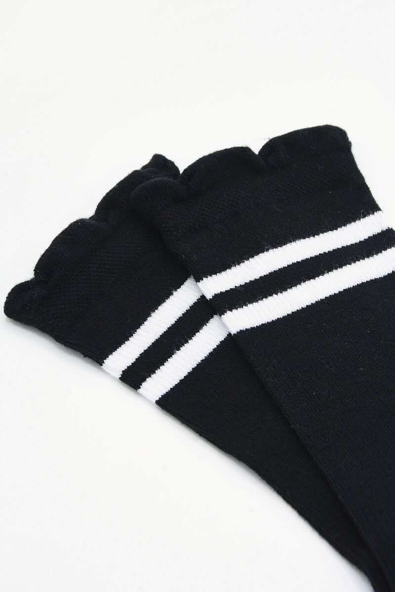 Siyah Çizgili Soket Çorap - 3