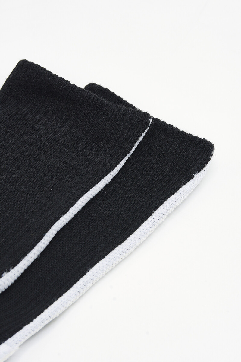 Siyah Çizgili Soket Çorap - 2