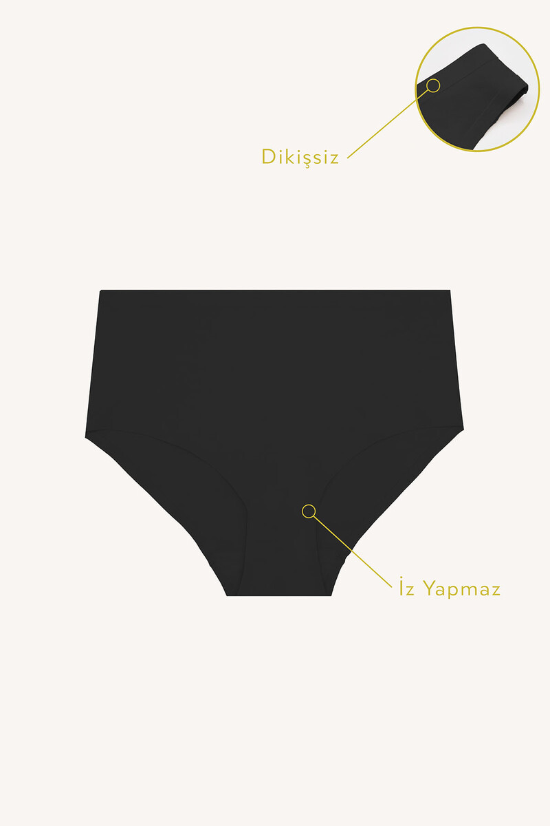 Siyah Cushy İz Yapmaz Yüksek Bel Külot - 1