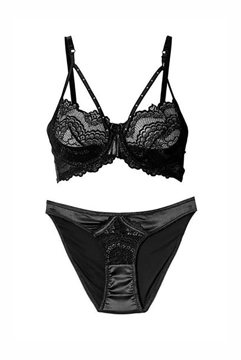 Siyah Dantel Sütyen Külot Takımı - 2