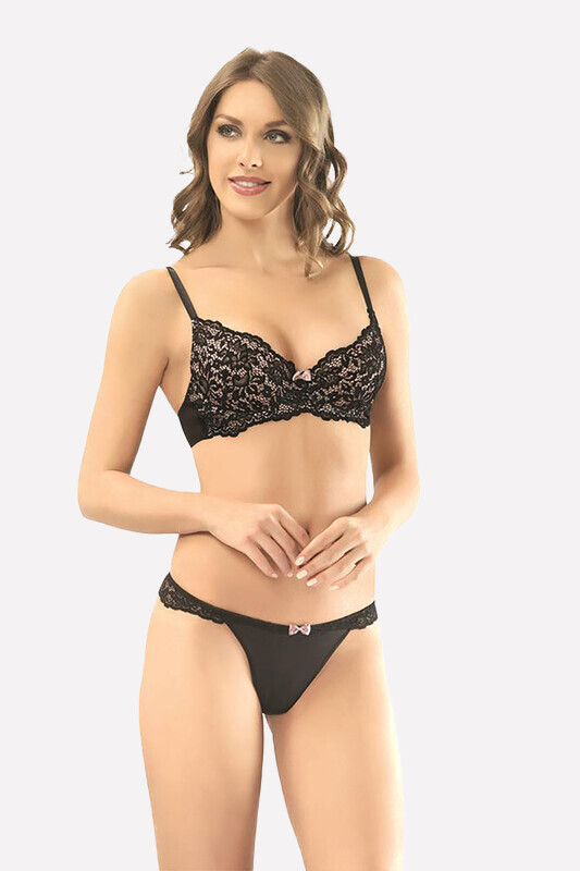 Siyah Dantelli Sütyen Külot Takım - NBB